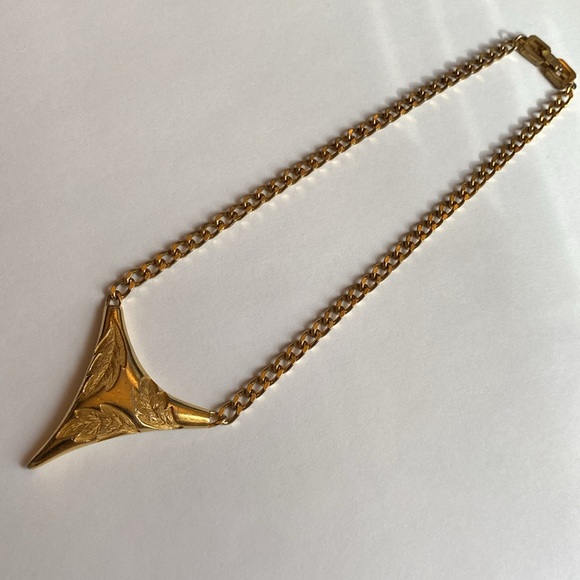 Vintage GIVENCHY chain necklace / gold leaves collar necklace - Picture 6 of 16